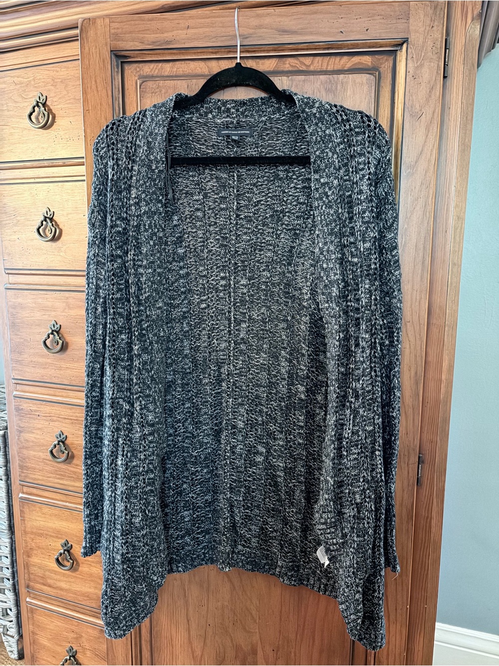 American Eagle Outfitters Charcoal Marled Open-Front Cardigan